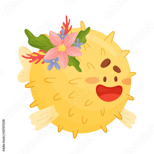 Pretty Baby Ball Fish Vector Illustration Cartoon Character