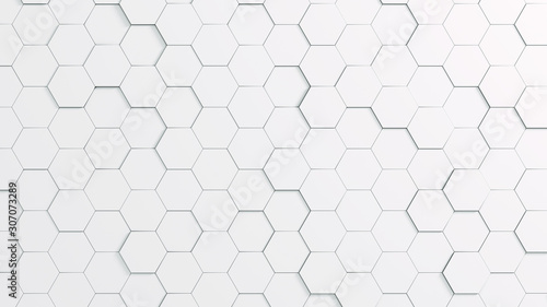 Abstract white background with hexagonal shapes