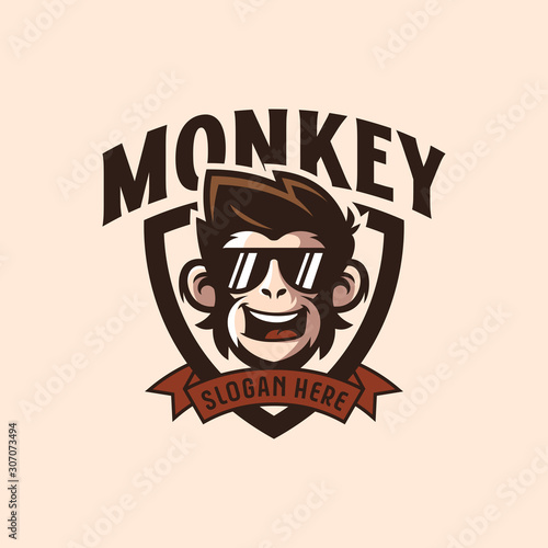 cool monkey logo design vector illustrator