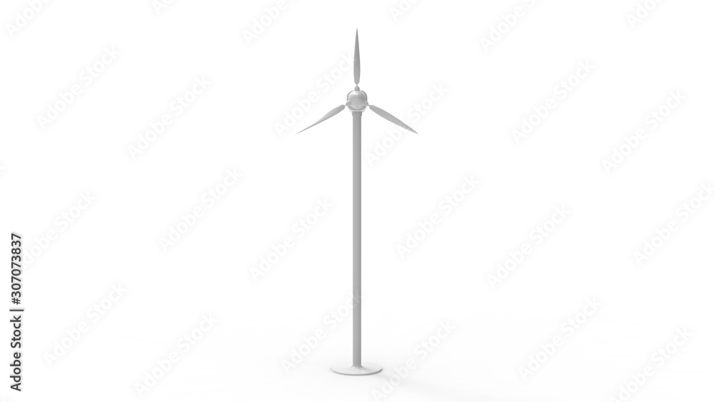 3d rendering of a wind turbine isolated in a colored studio background