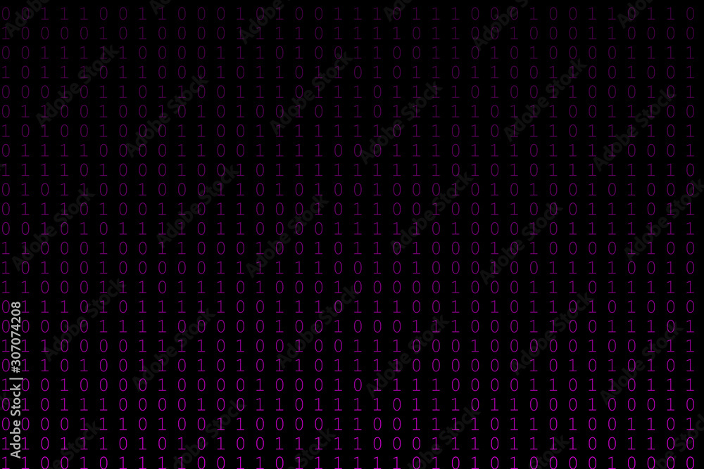 Technology digital binary code in color pink in gradient shadow for backdrop or background.