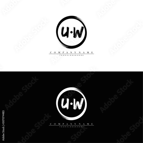 Initial letter U Wcircle brush logo template vector. photo