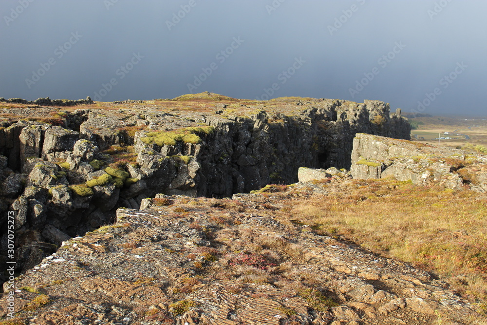 Thingvellir rocks in Golden Circle of Iceland