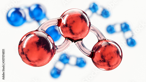 Carbon dioxide molecule, clipping path included, 3d Rendering