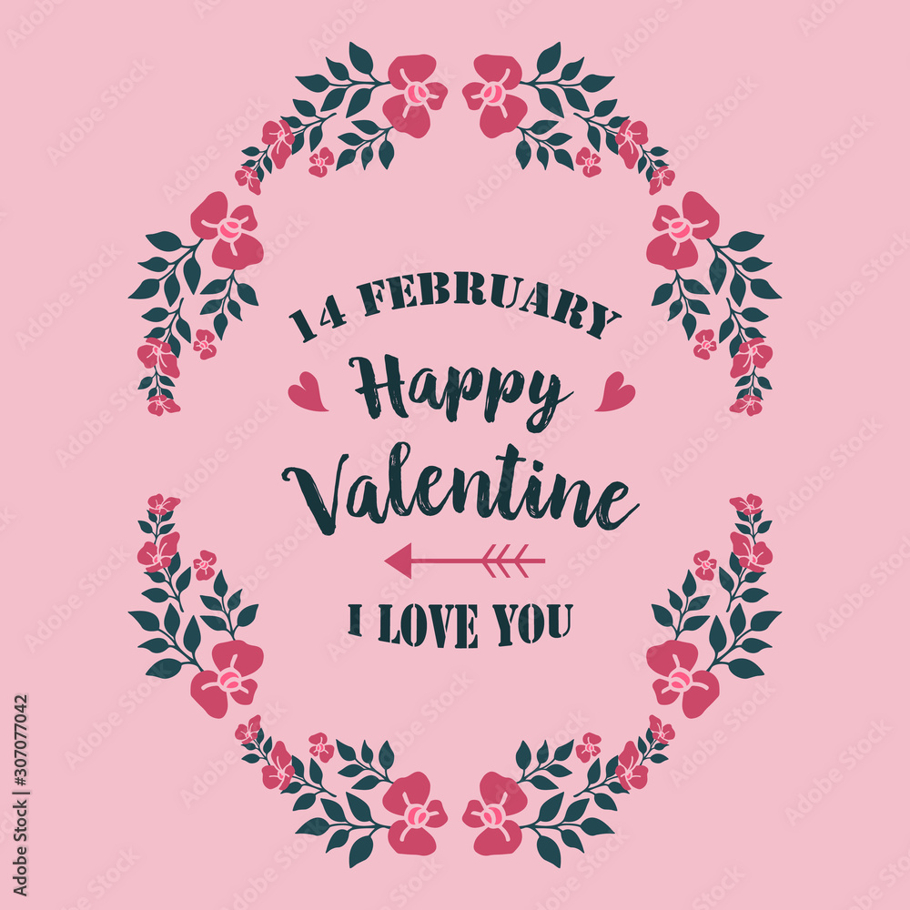 Art unique of pink wreath frame, for various card of happy valentine. Vector Art unique of pink wreath frame, for various card of happy valentine. Vector