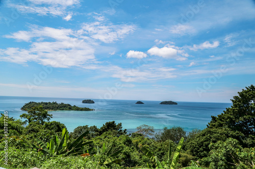 Koh Chang Island overview from Kai Bae view point. Koh Chang is biggest island locate in Trat province, Thailand. © chayakorn