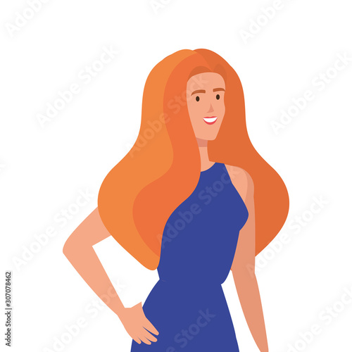 business woman elegant avatar character vector illustration design