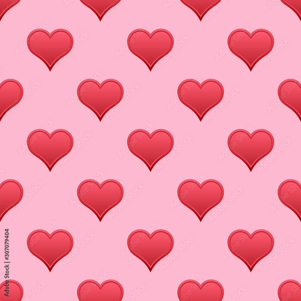 Hearts color vector shapes. Abstract seamless love wallpaper.