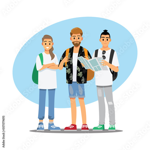 Happy group of teen traveler