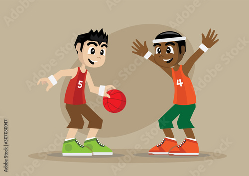 Boy playing basketball.