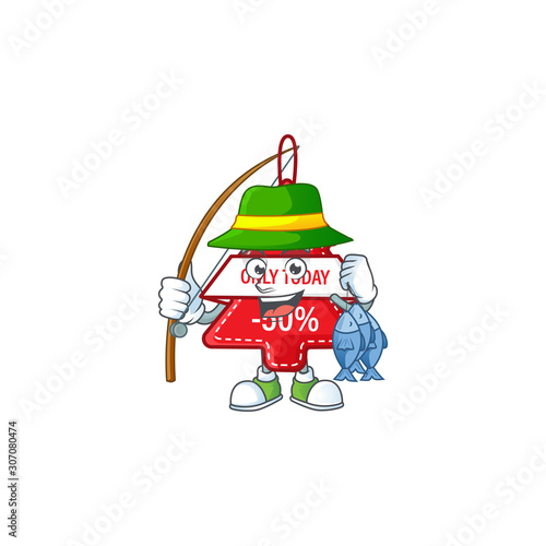 Happy smiley funny Fishing christmas best price tag design