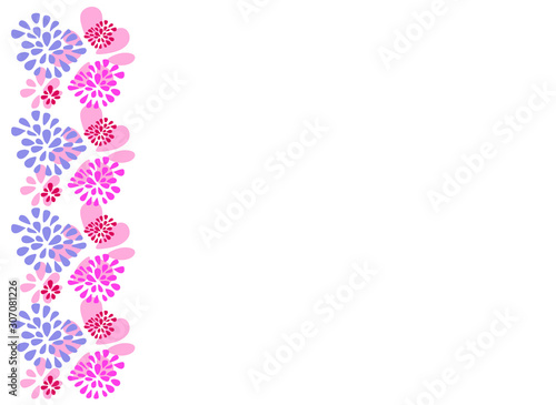 abstract simple background with flowers (pink, purple, blue), vector illustration © Anastasiya