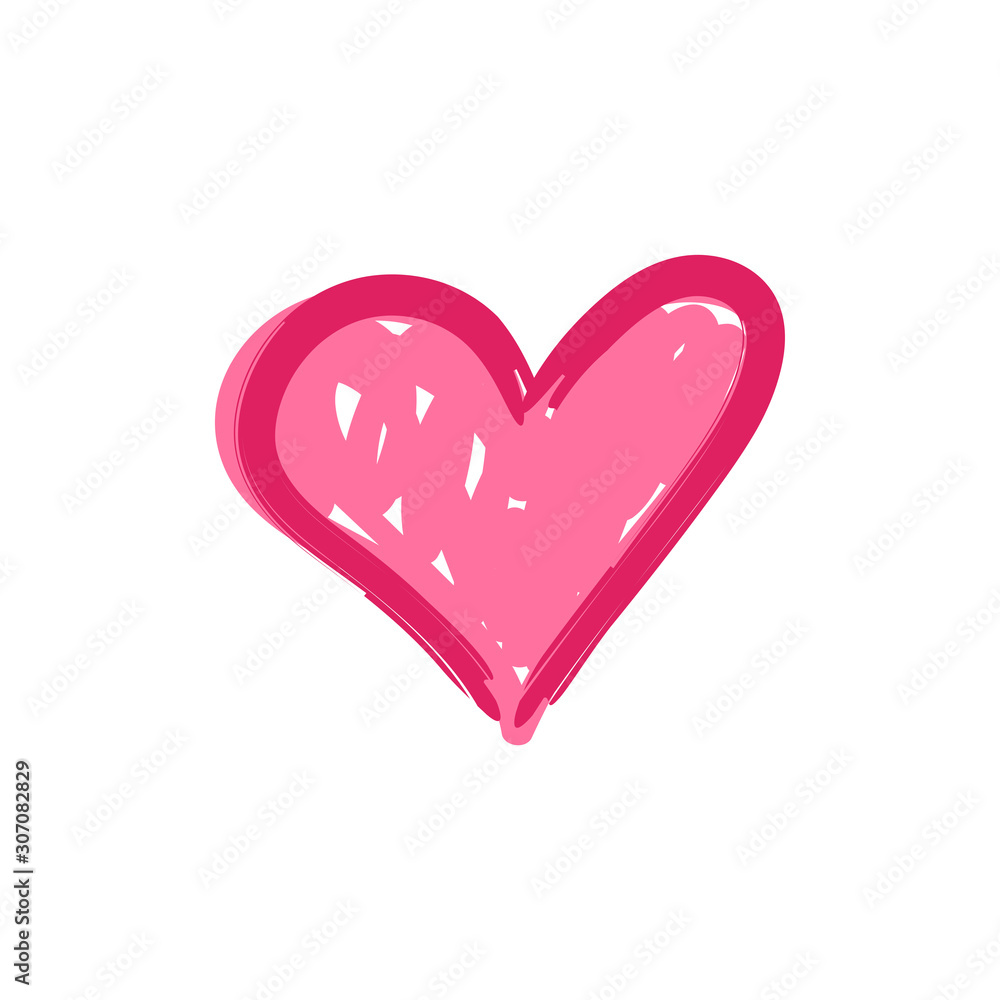 Hand drawn heart illustration. Love symbol doodle.