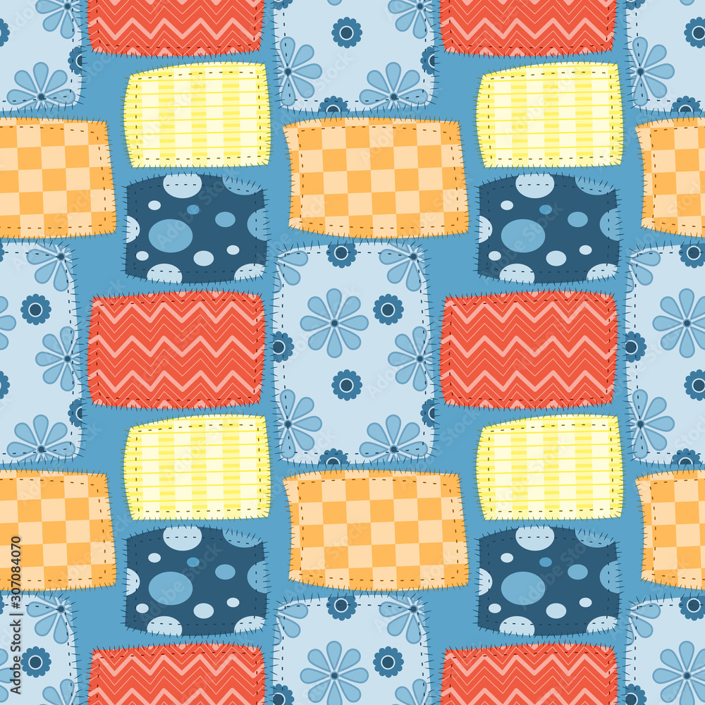 Seamless pattern of fabric patch. Abstract background. vector illustration flat design.