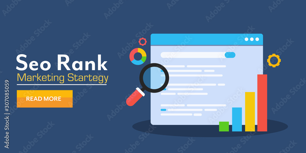 Fototapeta premium Search engine ranking, seo analytics, optimization, web traffic growth concept. Modern design web banner template.