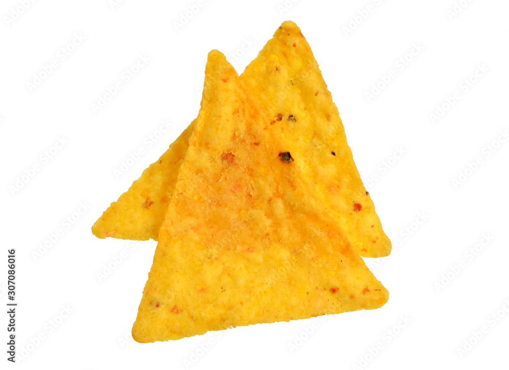 Naklejka premium Nachos. Full focus Isolated on white background