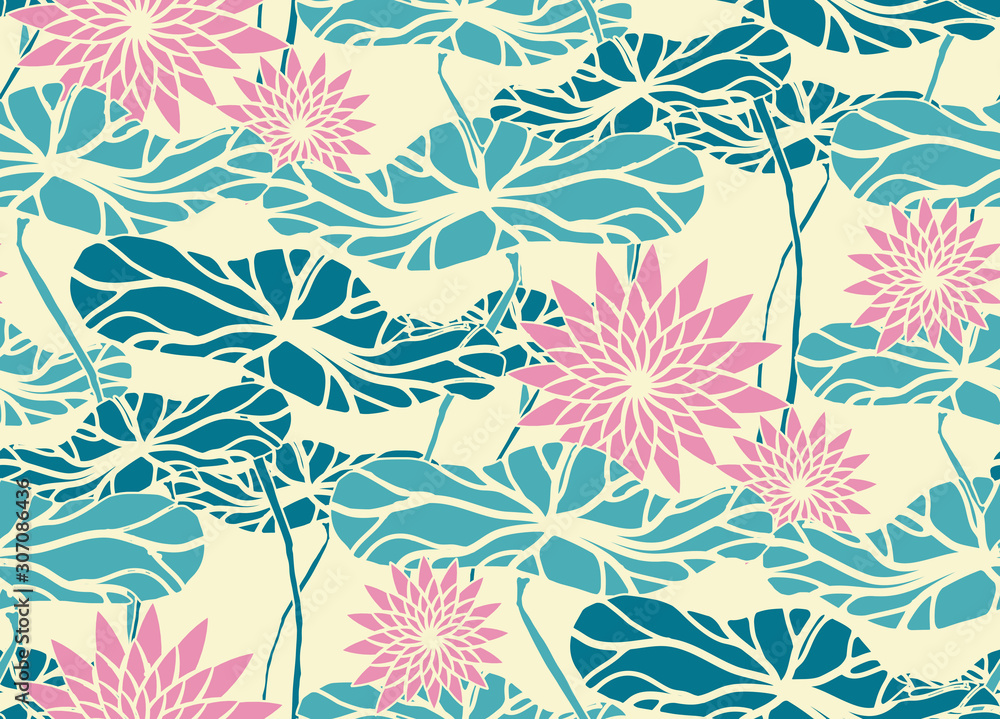 japan seamless lotus pond blue pink