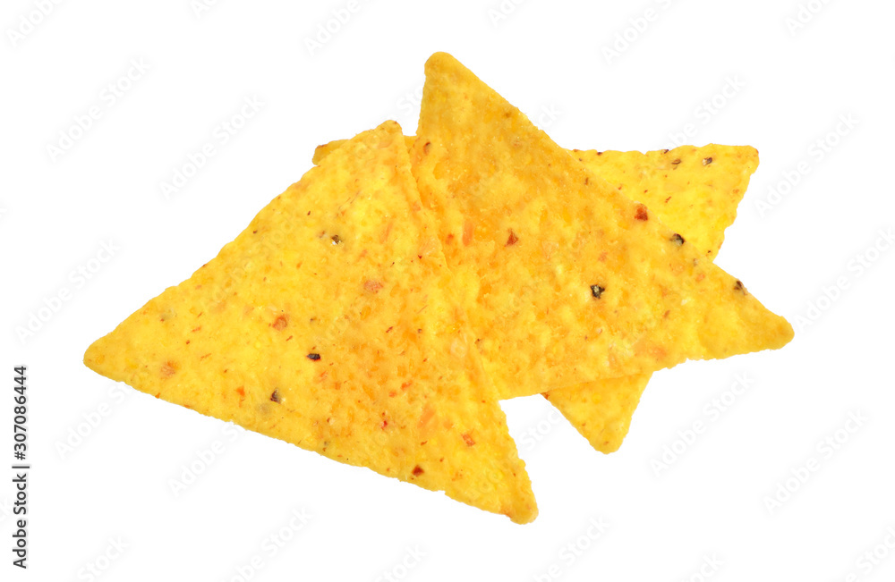 Naklejka premium Nachos. Full focus Isolated on white background