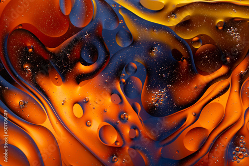 Close-up water and oil abstract in a rainbow lighting effect