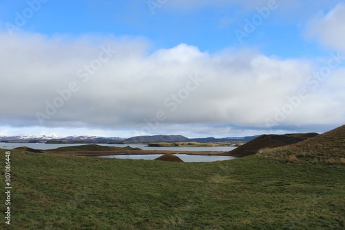 Skutustadir pseudo craters in Myvatn Iceland