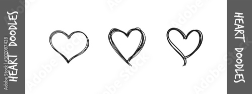 Hand drawn hearts. Hand drawn love symbol collection.