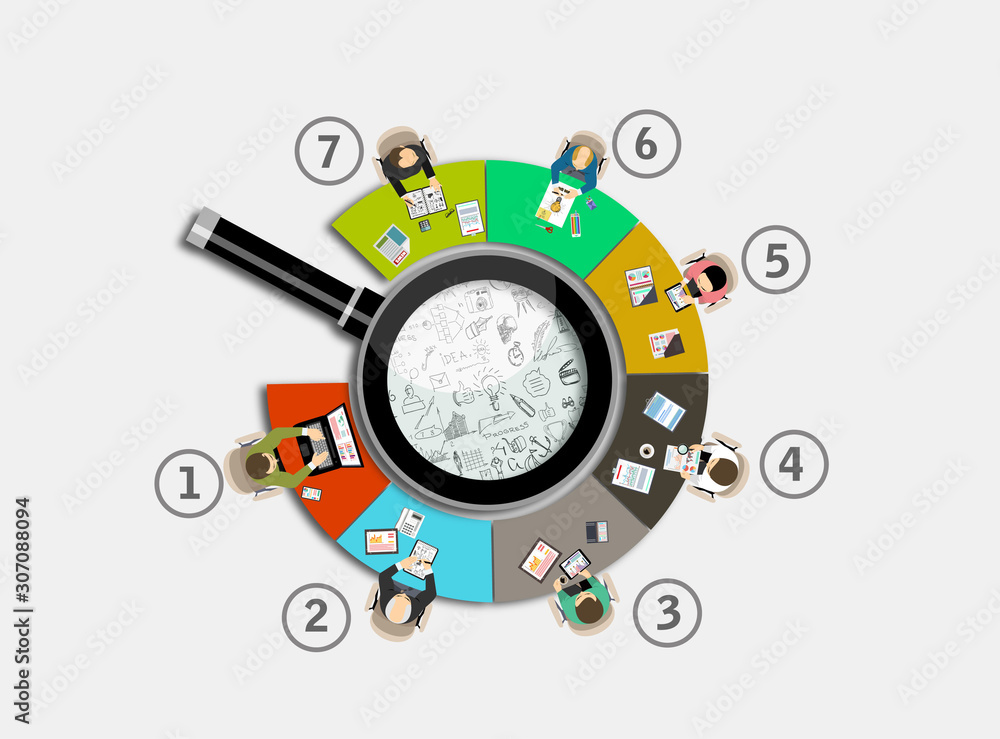 Fototapeta premium Flat design illustration concepts for business analysis and planning, consulting, team work, project management, financial report and strategy . Concepts web banner and printed materials.