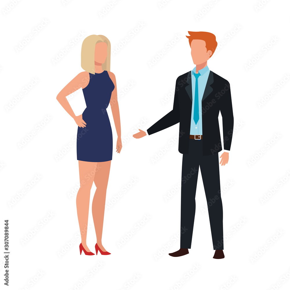 business couple elegant avatar character vector illustration design business couple elegant avatar character vector illustration design