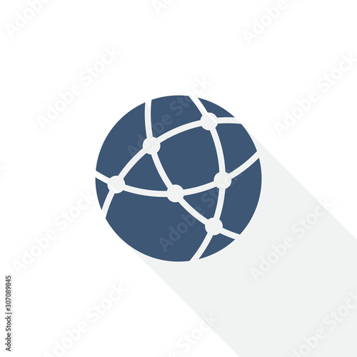 social vector icon, internet, communication, global technology concept flat design illustration in eps 10 with empty copy space