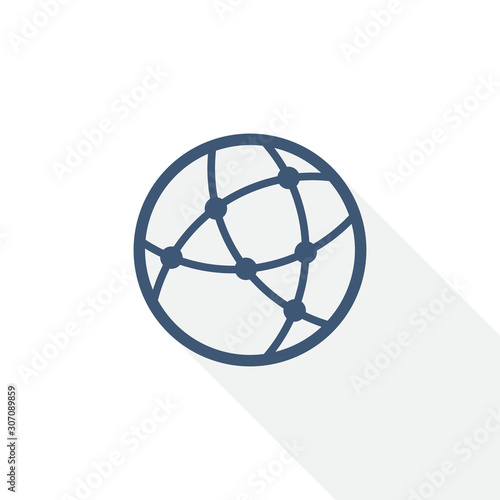 social vector icon, internet, communication, global technology concept flat design illustration in eps 10 with empty copy space
