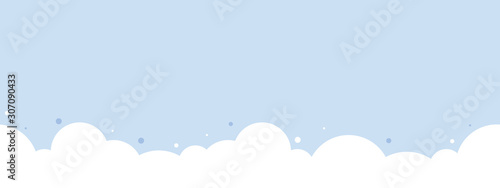 Fototapeta Śliczna biel chmura na pastelowym niebieskie niebo dna granicy bezszwowym wzorze.