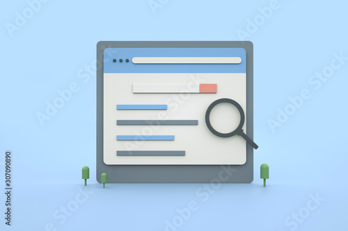 Improving ranking on search engine, Search engine traffic, Testing website SEO, 3d rendering.