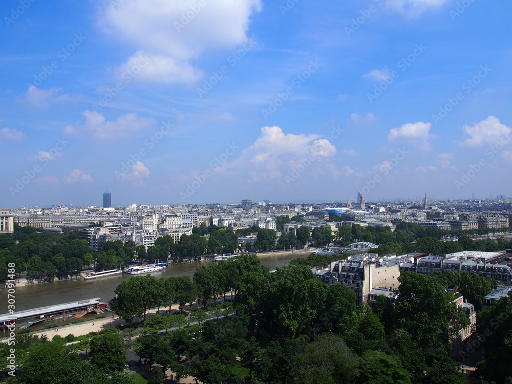 View of the city from Eiffel tower, Paris, France