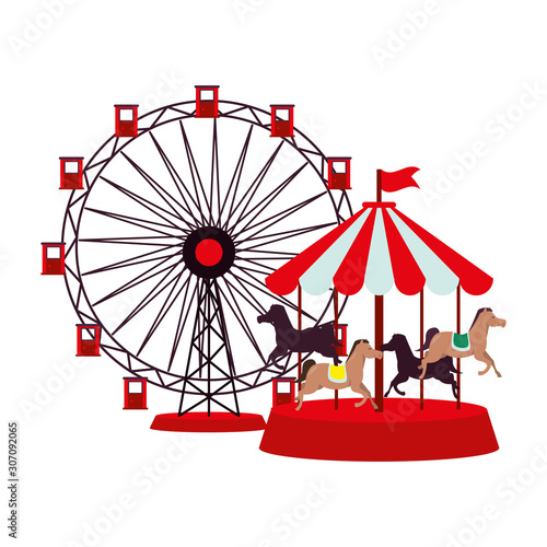 panoramic wheel and carrousel attractions