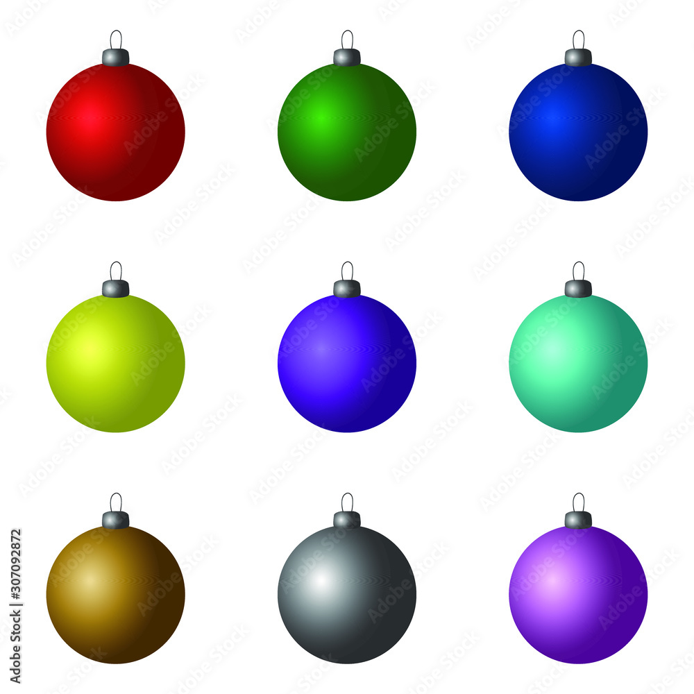 Set of colorful Christmas balls isolated on white background Set of colorful Christmas balls isolated on white background