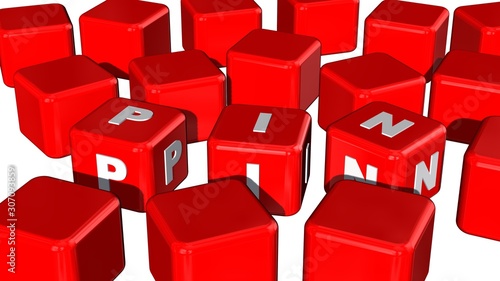 PIN signs represented with a lot of red cubes - isolated on white background - 3D illustration