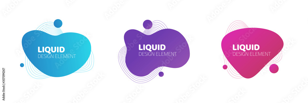Abstract shapes element design fluid or liquid graphic vector background for flyer or presentation template, gradient geometric shapes for trendy text, wavy splash and curvy backdrop clipart
