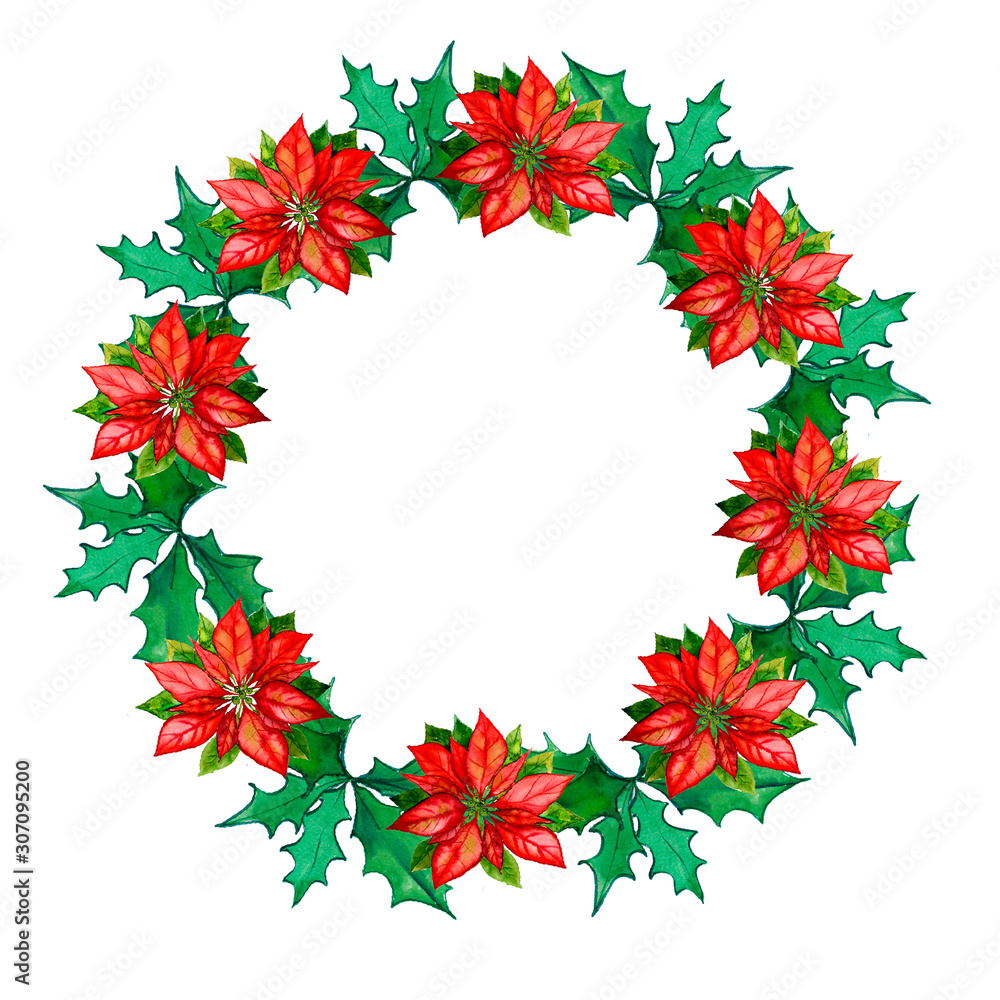 Pointsettia and Holly frame Pointsettia and Holly frame