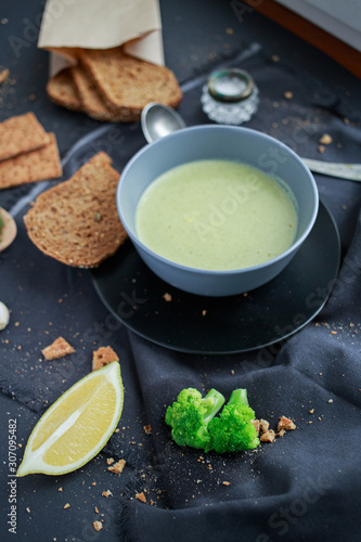 green vegetable mashed soup. Vegetarianism. Veganism. 