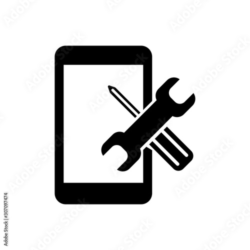 smartphone service icon flat style isolated on background. smartphone service icon sign symbol for web site and app design.