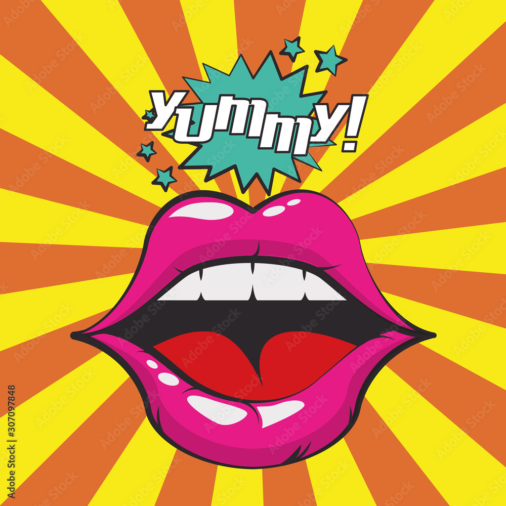Obraz premium poster pop art style with female mouth