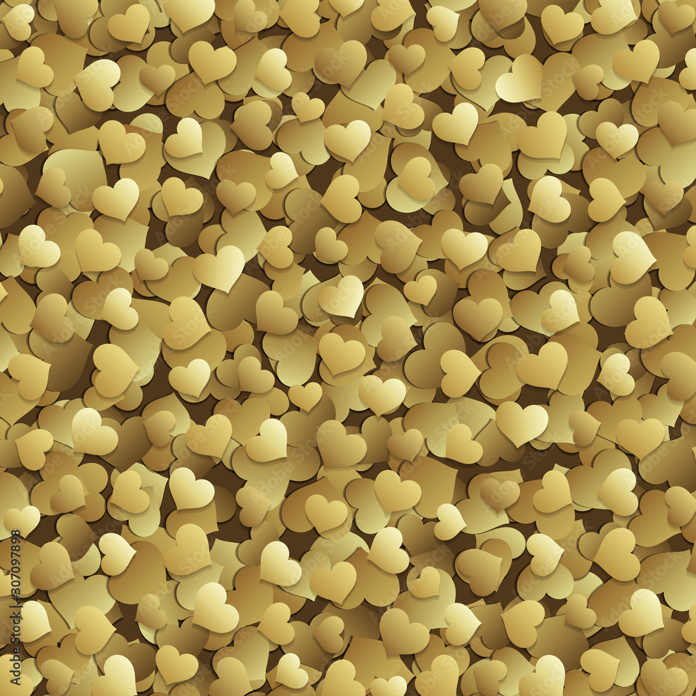 Valentines day greeting card or poster gold hearts confetti vector background Valentines day greeting card or poster gold hearts confetti vector background