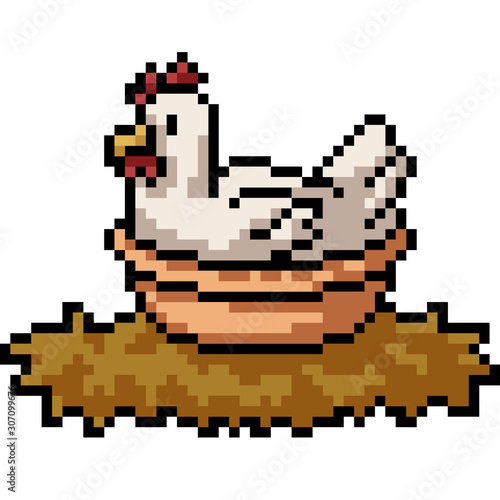 vector pixel art chicken