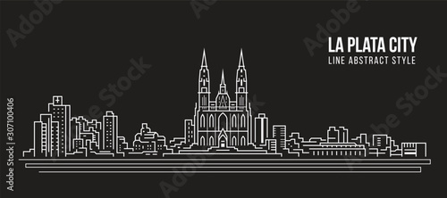 Cityscape Building panorama Line art Vector Illustration design - La plata city