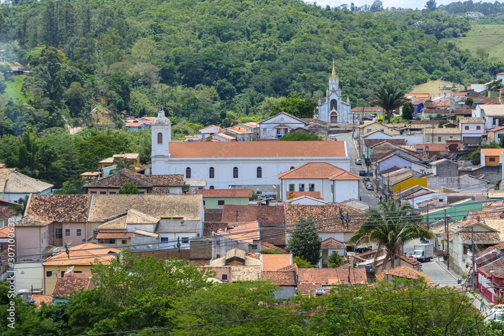 Aerial view of the centre of historic town São Luíz do Paraitinga, Brazil