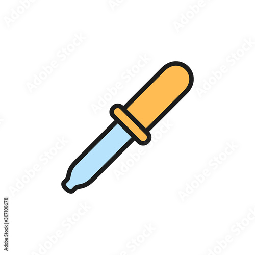 Dropper, pipette flat color icon. Isolated on white background