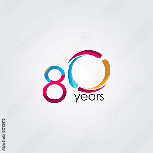 80 Years Anniversary Celebration Vector Template Design Illustration