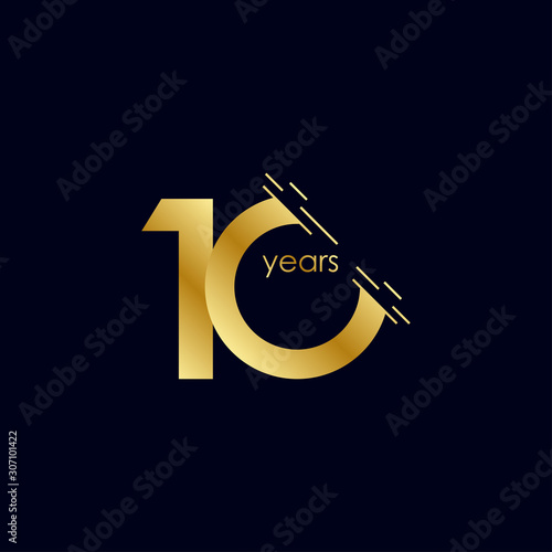 10 Years Anniversary Celebration Gold Vector Template Design Illustration