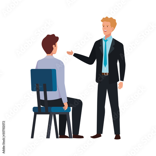businessmen elegant talking avatar character vector illustration design