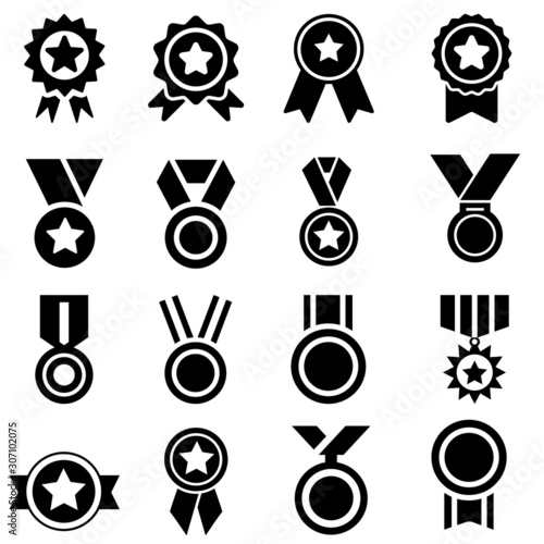 medal icon vector set. certificate illustration sign collection. achievement symbol. award logo.