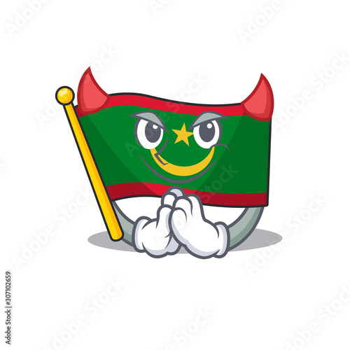 Cartoon character of flag mauritania on a Devil gesture design